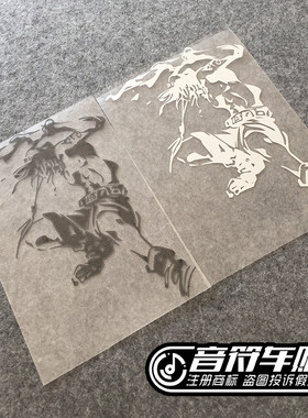 音符汽车汽车反光个性车贴纸五色订制海贼王系列之火拳艾斯3340