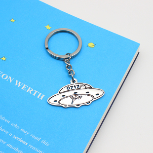 薛之谦玫瑰花小飞船钥匙扣ins小众同款飞船项链dsp小飞船钛钢挂件