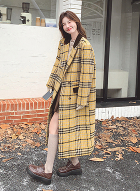 现货 冬款黄色格子毛呢羽绒服 羽绒内胆 527 P245 控 368