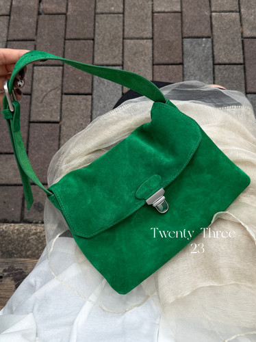 Twenty Three复古高级感牛反绒翻盖小方包慵懒休闲单肩手提斜挎包