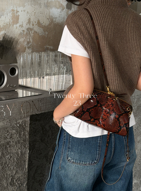 Twenty Three 复古头层牛皮贝壳包三合一腋下包小众百搭双肩包