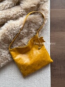 Twenty Three复古油蜡牛皮单肩托特包极简慵懒风手提斜挎包