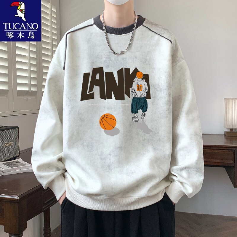 啄木鸟新款潮牌宽松圆领卫衣男图片