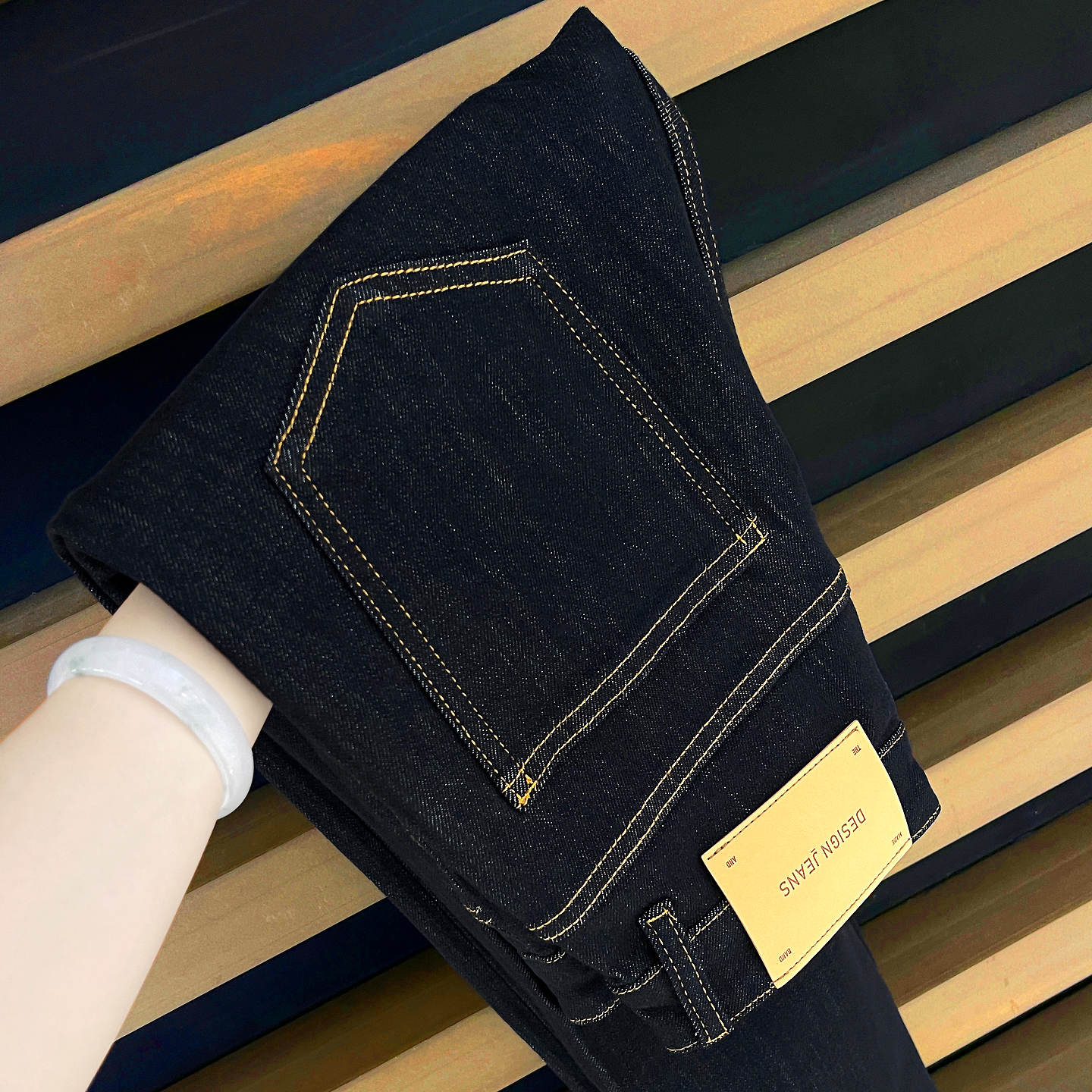 黑色赤耳单宁/九分牛仔裤男士/莱赛尔四面弹/防褪色/修身小脚裤子