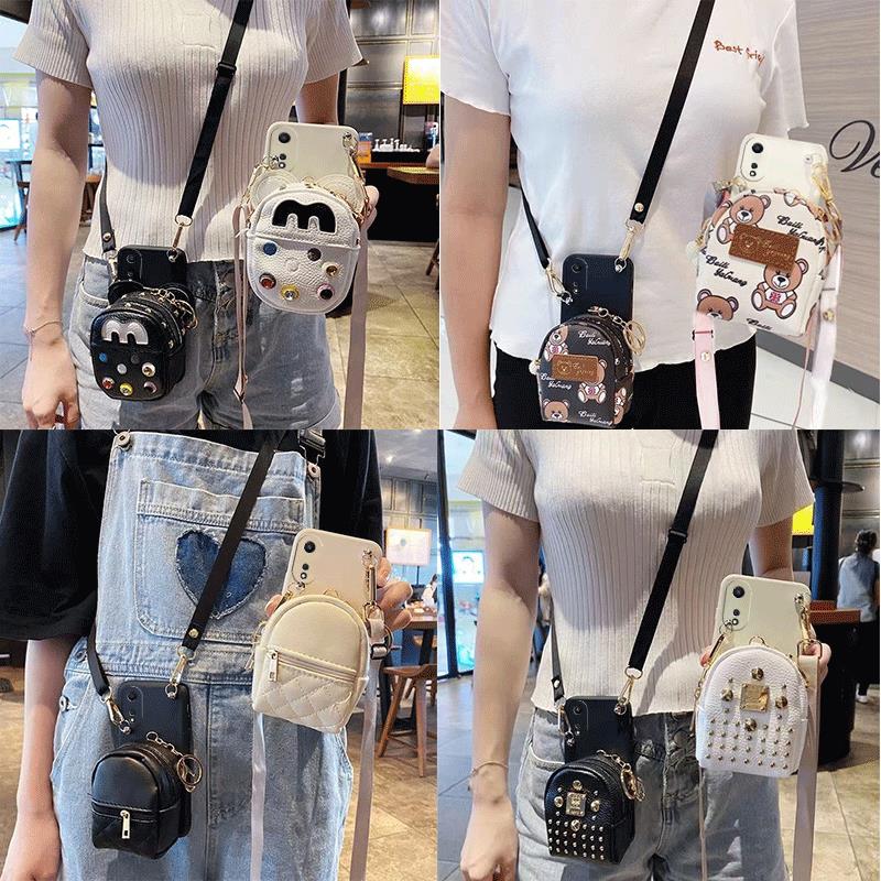 适用oppoA2x手机壳PJS110网红爆款背包式插卡包小众高级感可斜跨背带款零钱包时尚潮流女新款卡通软硅胶网红