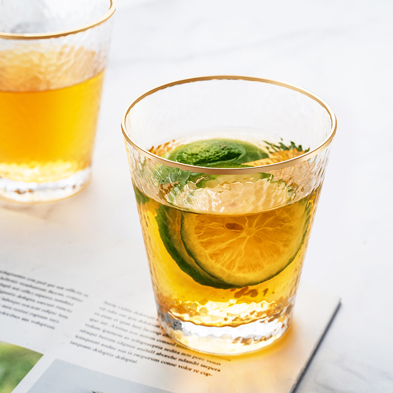 ins风金边锤纹玻璃杯