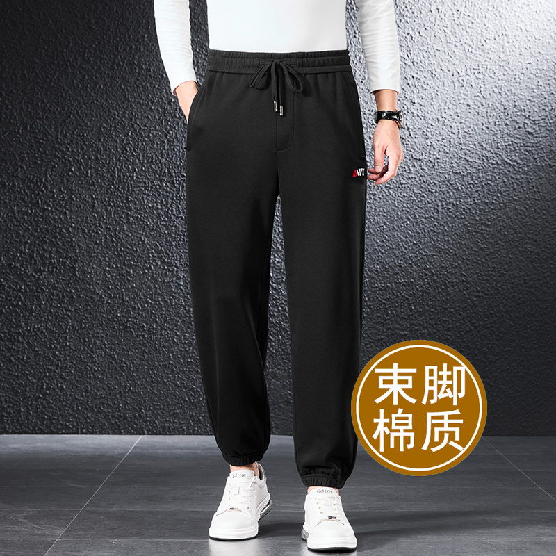 秋冬季束脚运动裤男宽松小脚针织休闲裤