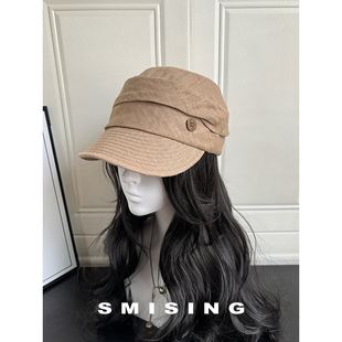 褶皱薄款棉麻高级感马术帽夏季防晒鸭舌遮阳透气显脸小百搭贝雷帽