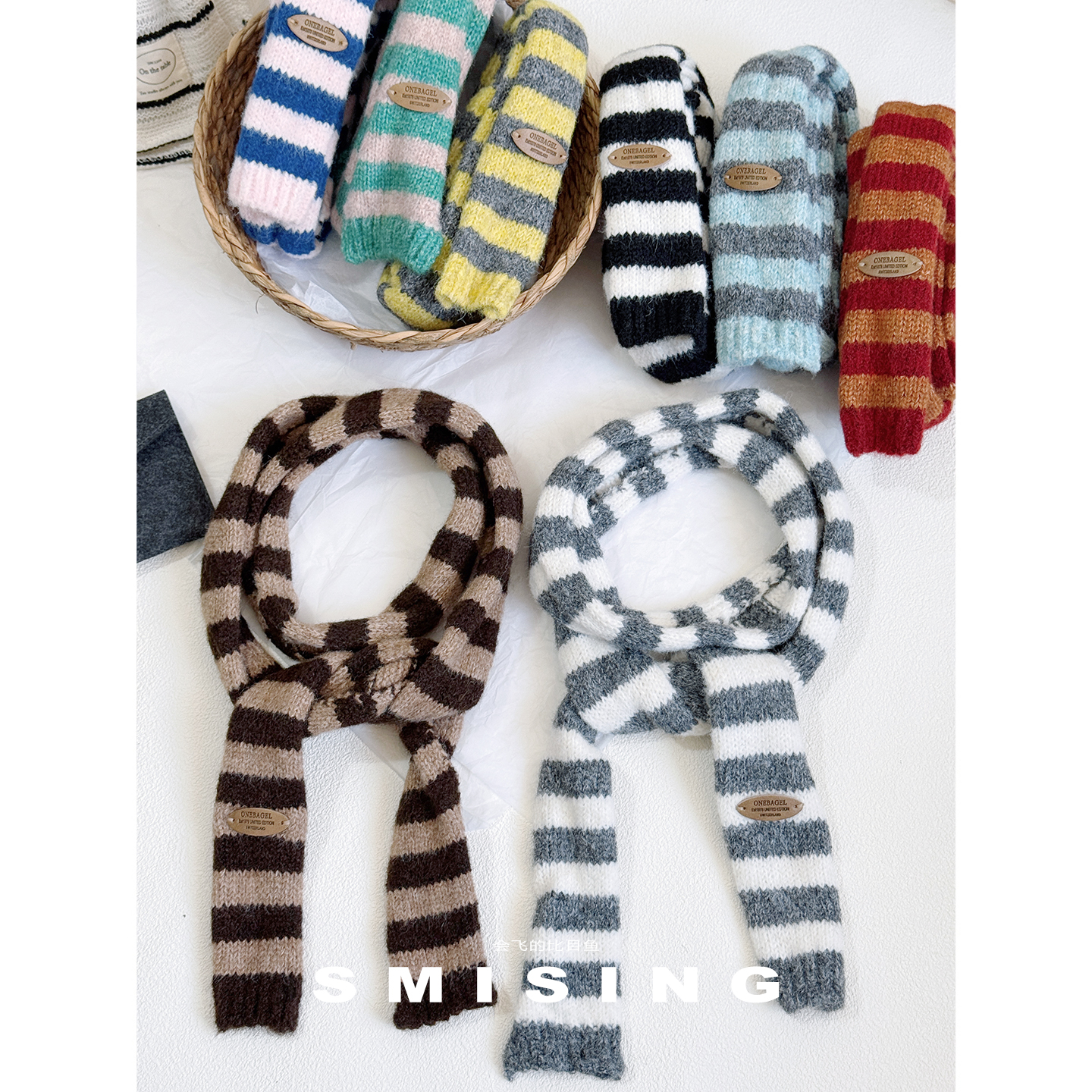 韩版长款条纹细长围巾女