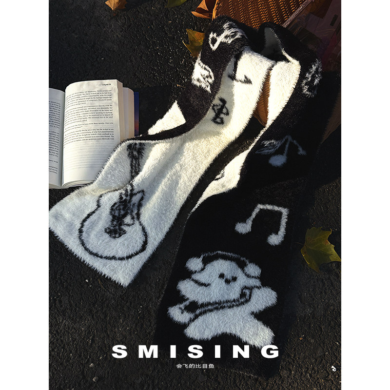 日系新款卡通可爱吉他音标小狗围巾女秋冬学生款保暖防寒护颈围脖,服饰配件/皮带/帽子/围巾,围巾/丝巾/披肩,淘宝优惠券,粉丝福利购,淘宝优惠卷