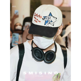 金泰亨同款韩版小狗刺绣棒球帽女夏季学生情侣款百搭时尚鸭舌帽子