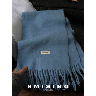 2025韩系新款 简约高品质纯色流苏围巾女秋冬保暖防寒防风围脖 时尚