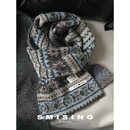 时尚 新款 百搭保暖氛围感围脖 复古提花针织围巾女秋冬季 费尔岛新款