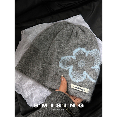 复古提花针织帽女秋冬保暖护耳