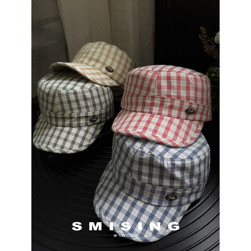 2026新款英伦风复古格纹平顶帽女春秋时尚高品质显脸小百搭鸭舌帽,服饰配件/皮带/帽子/围巾,帽子,淘宝优惠券,粉丝福利购,淘宝优惠卷