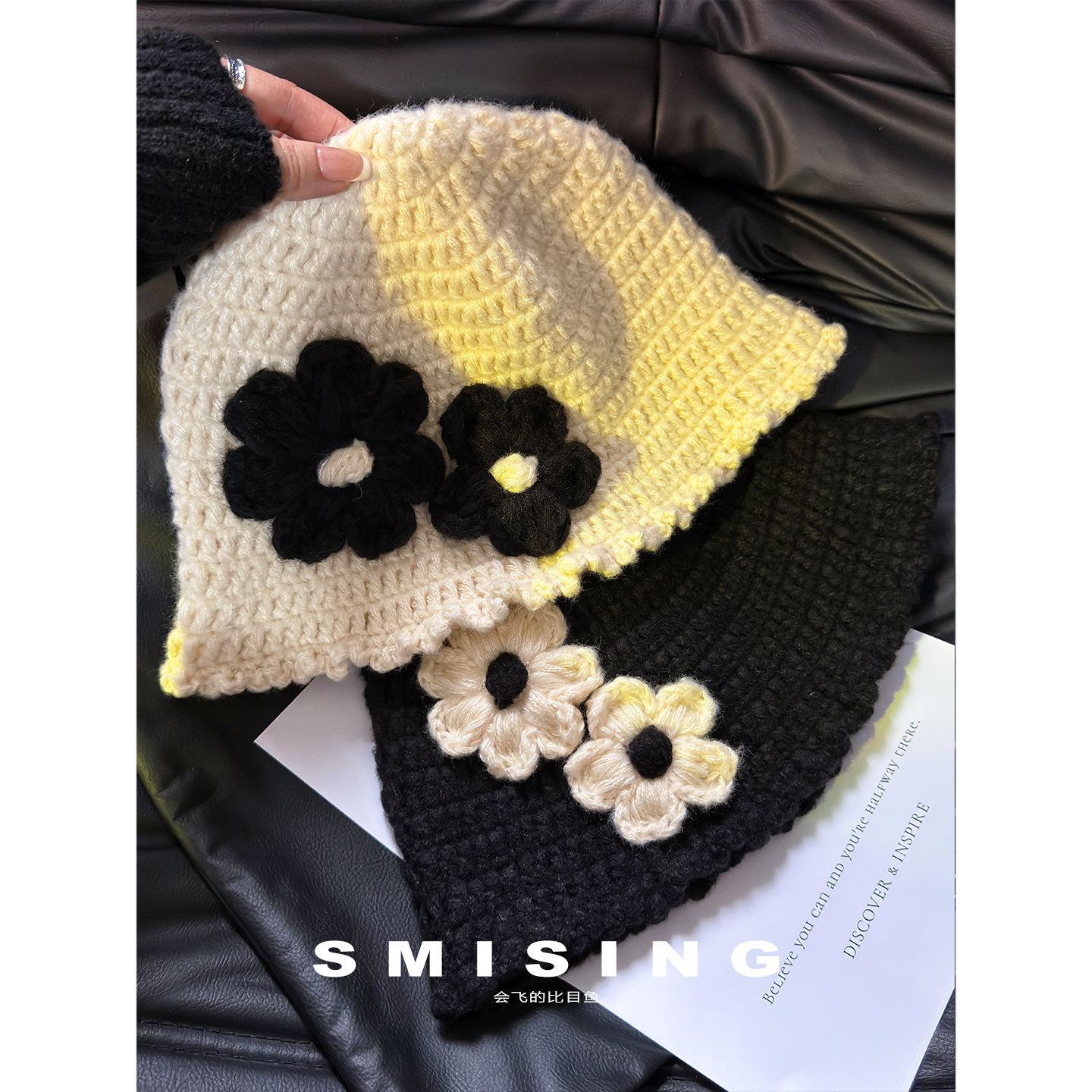 日系手工编织立体花朵针织渔夫帽女秋冬季新款时尚简约毛线帽盆帽,服饰配件/皮带/帽子/围巾,帽子,淘宝优惠券,粉丝福利购,淘宝优惠卷