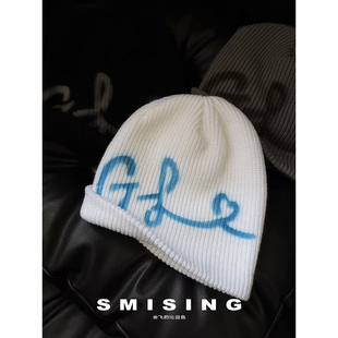 2025新款 百搭毛线帽冷帽 小众设计感字母针织包头帽女秋冬街头时尚