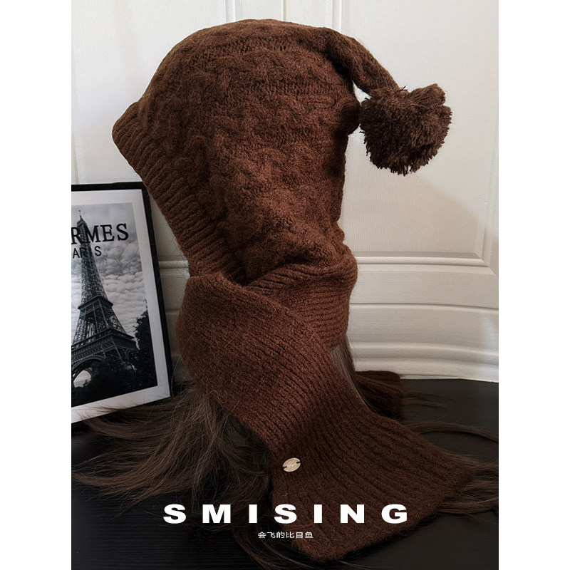 2025新款韩系简约纯色毛球帽子围巾一体女冬季加厚保暖防寒包头帽,服饰配件/皮带/帽子/围巾,二件套,淘宝优惠券,粉丝福利购,淘宝优惠卷