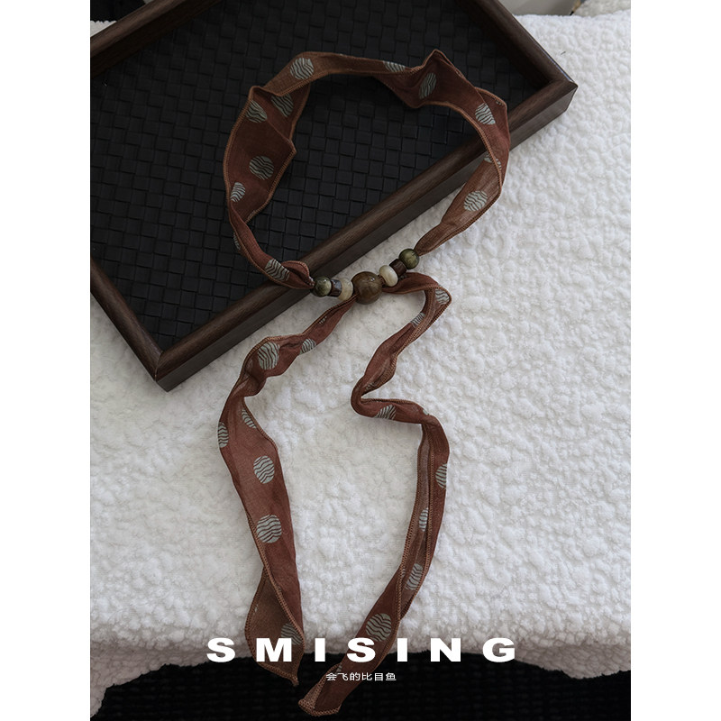 韩系简约复古小众设计感珠串文艺感丝巾女春夏季新款配饰长款领巾,服饰配件/皮带/帽子/围巾,围巾/丝巾/披肩,淘宝优惠券,粉丝福利购,淘宝优惠卷