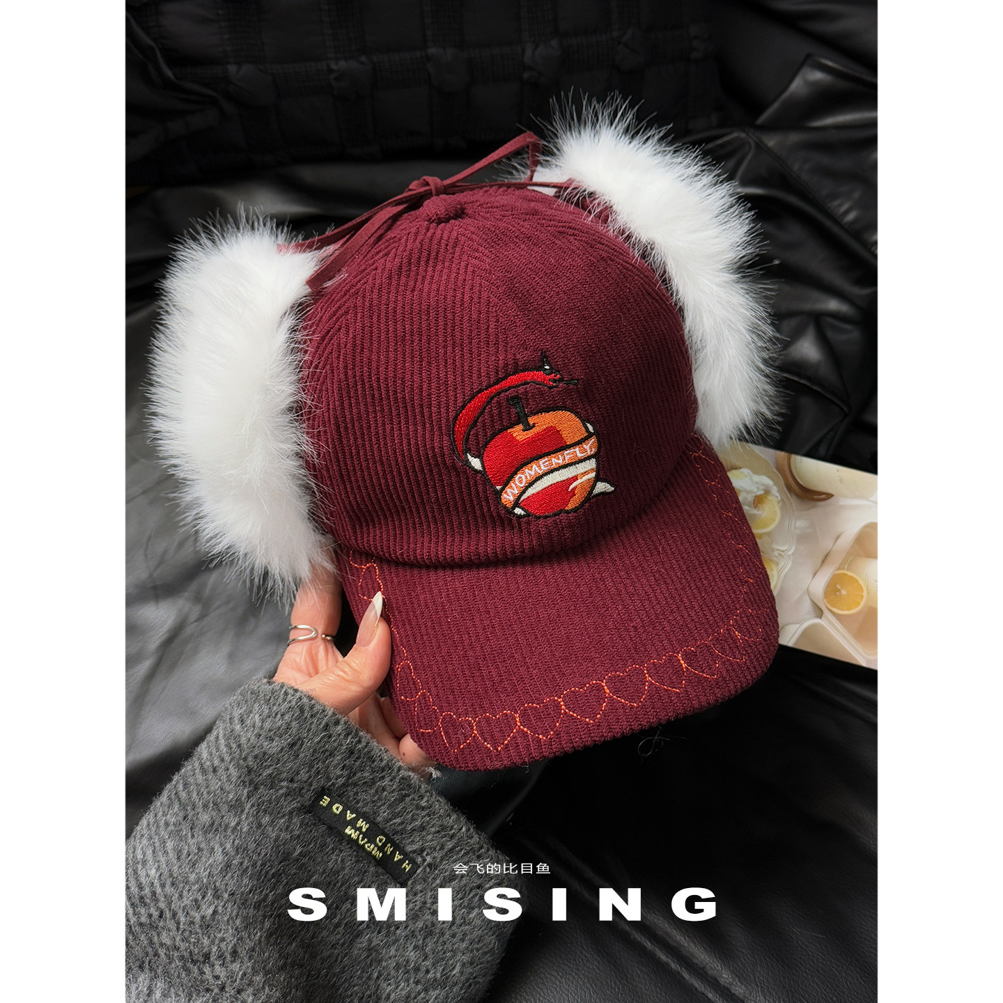 韩版苹果刺绣灯芯绒棒球帽女冬季毛绒加厚护耳保暖防风百搭鸭舌帽,服饰配件/皮带/帽子/围巾,帽子,淘宝优惠券,粉丝福利购,淘宝优惠卷