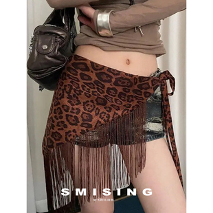 2025新款欧美风个性豹纹装饰三角巾屁帘女夏季时尚感装饰绑带屁帘