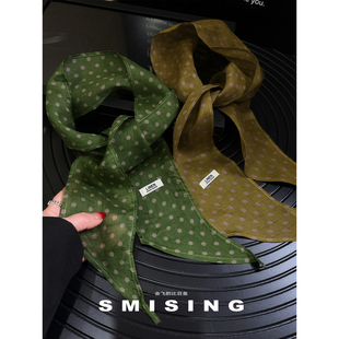 围脖高级感系脖领巾潮 饰围巾时尚 韩版 波点长方形丝巾女春秋百搭装