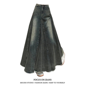 高腰显瘦a字包臀中长款 新款 大摆裙 复古鱼尾牛仔半身裙女夏季 美式