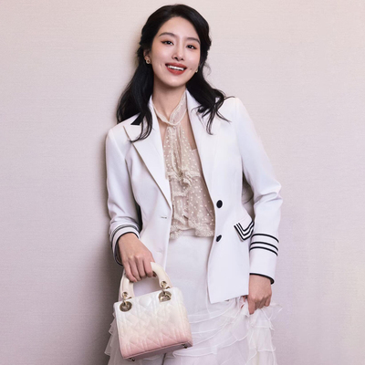 明星同款黑白撞色西装外套女春款