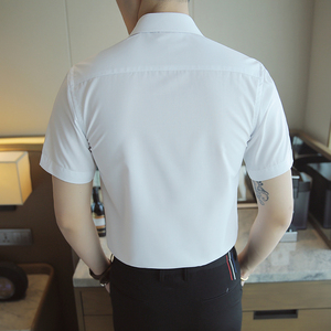 2024新款纯色商务男衬衫短袖夏季工作服职业工装衬衣1301-D80-P28图片
