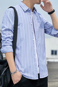 可代发男士条纹衬衫长袖韩版潮流帅气休闲青年衬衣1301-CS125-P28图片
