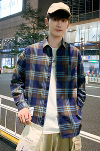 可代发港风格子衬衫男长袖休闲衬衣青年帅气寸衫潮1301-CS120-P26图片