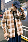 港风格子衬衫男长袖休闲衬衣青少年帅气寸衫潮1301-CS120-P26，男装衬衫，星座1301