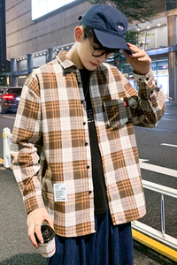 港风格子衬衫男长袖休闲衬衣青少年帅气寸衫潮1301-CS120-P26图片