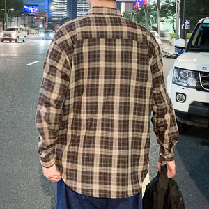 可代发格子衬衫男长袖港风宽松青少年学生帅气衬衣1301-CS115-P26图片