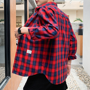 2024新款格子衬衫男长袖港风青少年学生帅气衬衣潮1301-CS116-P26图片