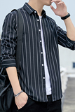 春季男士条纹衬衫长袖韩版潮流帅气休闲衬衣备货足1301-CS125-P28，男装衬衫，星座1301