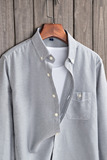 男士牛津纺衬衫长袖韩版修身青年百搭纯色衬衣1301-CS17-P23，男装衬衫，星座1301
