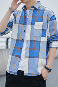 男士港风格子衬衫男长袖休闲宽松青少年百搭衬衣潮1301-CS132-P26图片