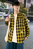 春季格子衬衫男长袖新款港风青少年学生帅气衬衣潮1301-CS116-P26，男装衬衫，星座1301