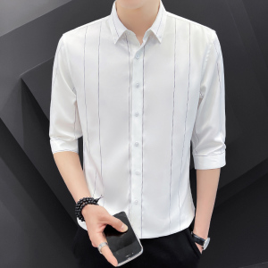 男士条纹衬衫七分袖夏季薄款韩版青少年衬衣备货足1301-CS160-P30,男装衬衫,星座1301
