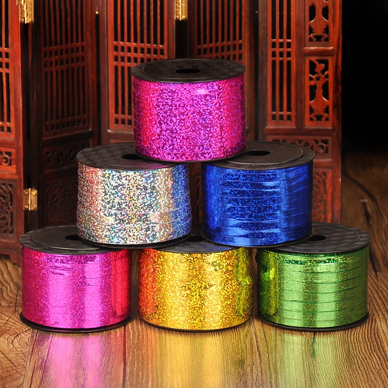 婚庆结婚用品婚房装饰布置彩色丝带气球绑绳 100码镭射彩带