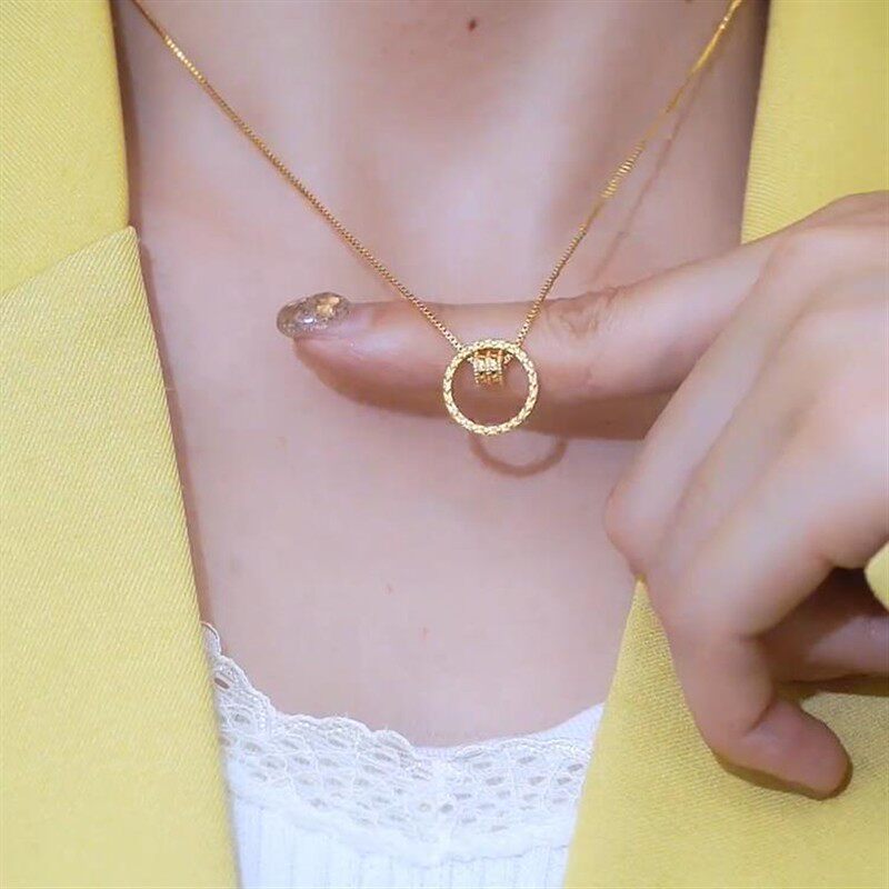 金色小蛮腰圆环圈圈项链女轻奢配饰简约气质高级感锁骨链吊坠颈链