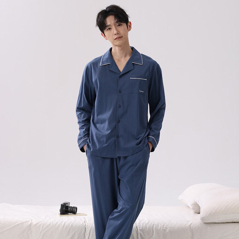 睡衣男士春夏季长袖纯棉春秋款男式学生运动休闲可外穿家居服套装