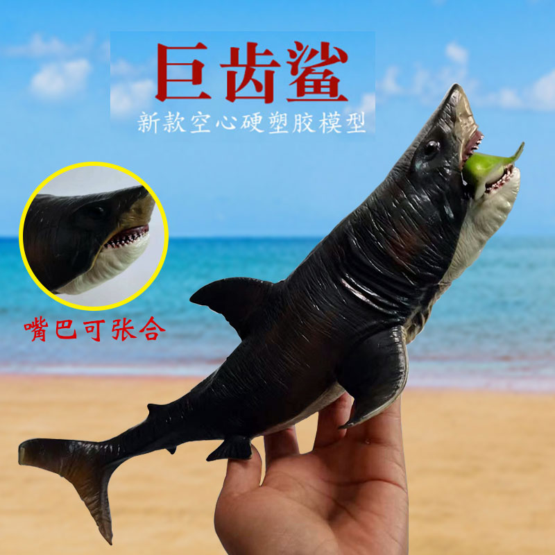 鲨鱼模型巨齿鲨大白鲨空心硬塑胶