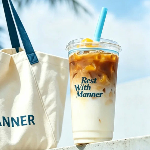 Manner一次性PET高透明咖啡杯配盖网红同款容量冷饮外卖打包定制