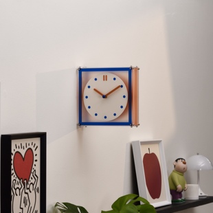 墙转角时钟客厅拐角家用创意双面钟表挂钟方形挂墙2026新款高级感