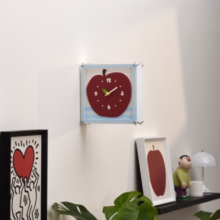 网红可爱拐角墙面时钟表客厅转角家用双面挂钟方形2026新款免打孔