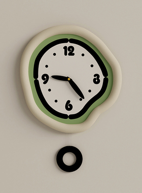 家庭可爱奶油现代极简风钟表钟摆挂钟2025新款卧室超静音免打孔钉