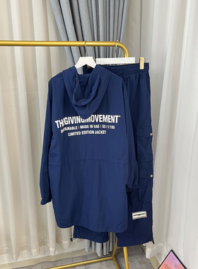 TGM洋气新款爆款时尚中长款抽绳风衣+多袋裤套装情侣中性工装夹克