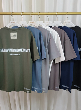 TGM 潮牌印花宽松遮肉外穿运动休闲短袖T恤速干瑜伽健身宽松上衣